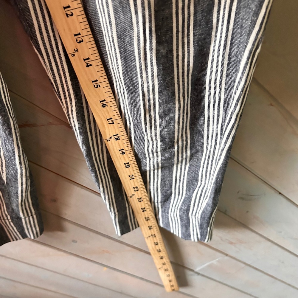 Madewell Striped Paperbag Waist Pants Black White Linen Blend Tapered Size 6 - Picture 5 of 7